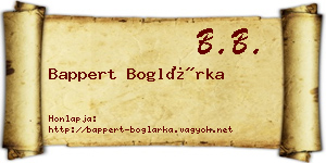 Bappert Boglárka névjegykártya